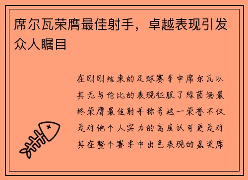 席尔瓦荣膺最佳射手，卓越表现引发众人瞩目